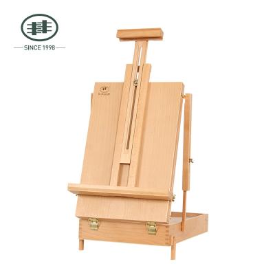 China Creative Easel Beech Wood Painting Easel With Paint Box Oil Painting Stand Painting Tool Case for sale