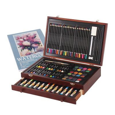 China Customizable SF-104T School Quality Art Stationery Set Packed High Quality Wooden Case Painting Set In Wooden Box for sale