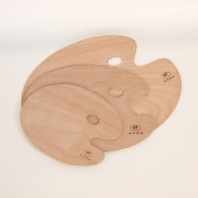 China Thumb Holes Paint Palette Professional Wooden Paint Palette For Artist for sale