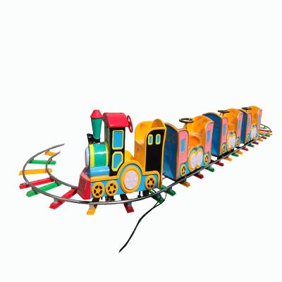 China Fiberglass+metal Railway Train Mini Track Train Ride On With Track For Kids for sale