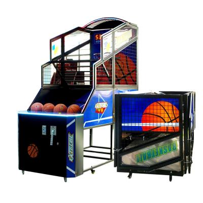 China Electric Portable Coin Pusher Hardware Indoor Lottery Basketball Shooting Game Machine Can Be Customized for sale