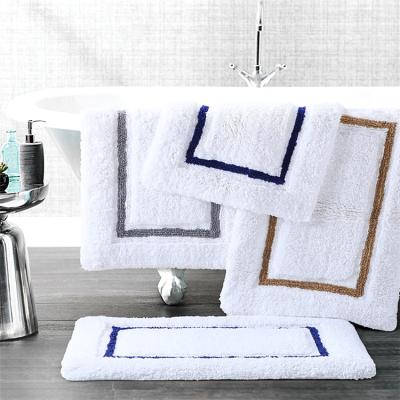 China Custom Wholesale Compressed Thick 100% Cotton Terry Hotel Bath Mat Foot Towel for sale