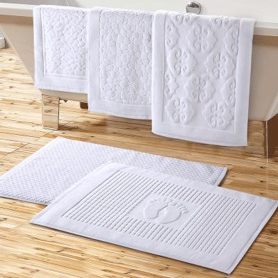 China 100% Carpet, Machine Wash Cotton Jacquard Custom Logo Plain Colored Hotel Bath Floor Mat Towel for sale