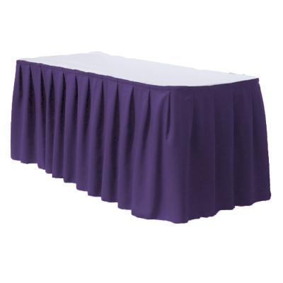 China Washable 100% Polyester Plain Fabric Pleated Wholesale Style Banquet Table Skirts for sale