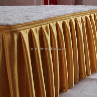 China Disposable Polyester Long Box Pleat Table Skirt for sale