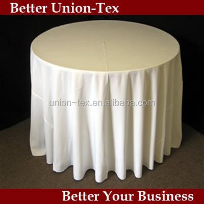 China Oilproof 100% Polyester Plain White Wedding Round Tablecloth For Banqueting for sale