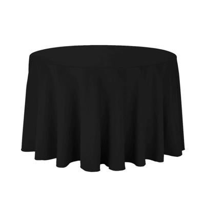 China 100% Spun Polyester Fabric Black Round Washable Tablecloth For Restaurant 132