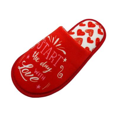 China Beautiful heart red winter warm comfortable outsole TPR indoor bedroom slippers plush soft indoor womem indoor slippers for sale