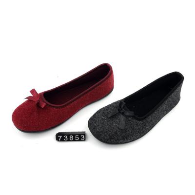 China Indoor shoes single color wool felt PVC warm outsole indoor women slipper indoor injection for sale