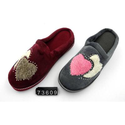 China Heart Design Indoor Woman Shoes Winter High Quality Comfortable Injection Shoes Indoor PVC Outsole Ladies Slipper for sale