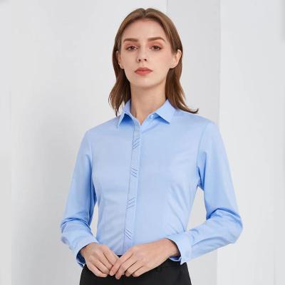 China OEM Anti-pilling Cotton Shirts Women's Breathable Long Sleeve Shirts Color for sale