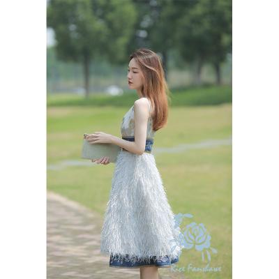 China Womenswear 100% Polyester Embroidery Sleeve LessWomens Sustainable Dress Customized byride for sale