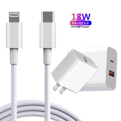 China Type C PD 18w Data Charger Cable Usb C Fast Charging Camera And Usb Wall Charger For Iphone Mobile Phone Lightningcable Charging for sale