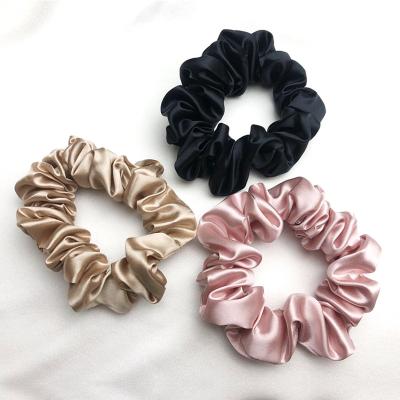 China European and American style 9 momme 22 pieces 100% mulberry silk satin hair ties pure silk inner diameter 3cm thick 3.5cm scrunchy set hair bands for sale