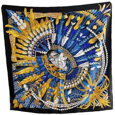 China Soft Elegant Luxury Roll National Style Pure Silk Scarf 90*90cm Hemming Silk Twill Scarf Real Women's Natural Silk Head Scarf for sale