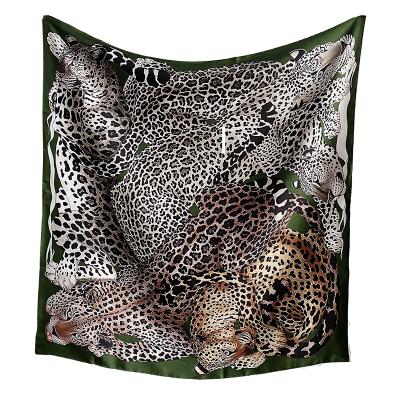 China Wholesale shawl 100cm reversible custom square silk scarf twill pure silk scarf 25 momme pure silk leopard for sale