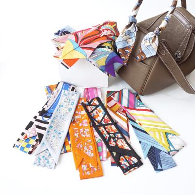 China Long 22 Pieces Real Twill Scarf Fashion Bag Handbag Handle Ribbon Scarf Package Bandage Pure Hair Silk Head for sale