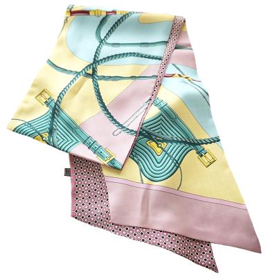 China 2 Pieces 100% Twill Real Long Scarf 20*160cm Women's Luxury Platform Soft Edge 100% Twill Quilting 14 Momme Double Silk Pure Silk for sale