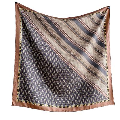 China Hemming Silk Twill Scarf Real Soft Reversible Elegant Luxury Pure Silk Scarf 90cm Handmade Geometry Tile Natural Silk Main Scarf for sale