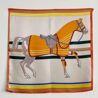 China Real silk scarv square women square scarf horse design small pure silk scarf 55*55cm satin for sale