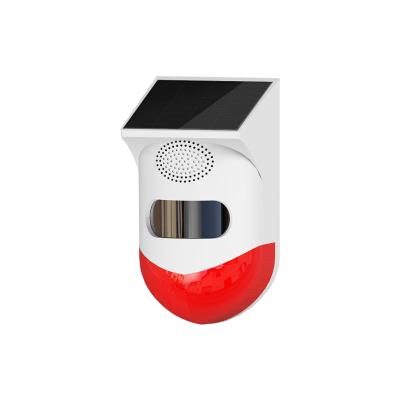 China Alarm Notifying PIR Motion Detector Voice Announcer Siren Sensor Remote Control Outdoor Solar Powered Alarm On Site for sale