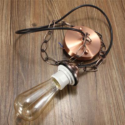 China Metal Aluminum Iron+Pvc Wire Vintage Light Vintage Brass Finish Lamp Kit Antique Brass Finish Lamp Holder Fabric Rope Ceiling Rose Industrial Style Outdoor Pendant Lighting for sale