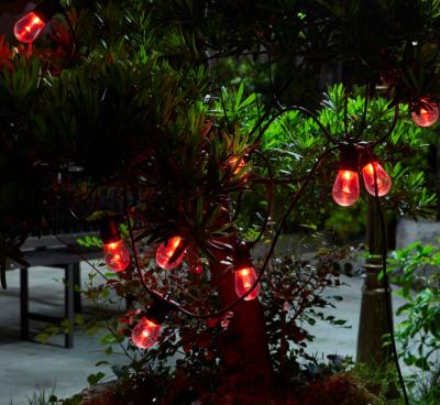 China RGB Color Changing Solor Power S14 Solar Multi Color RGB LED Globe String Light High Quality Light For Outdoor Garland String for sale