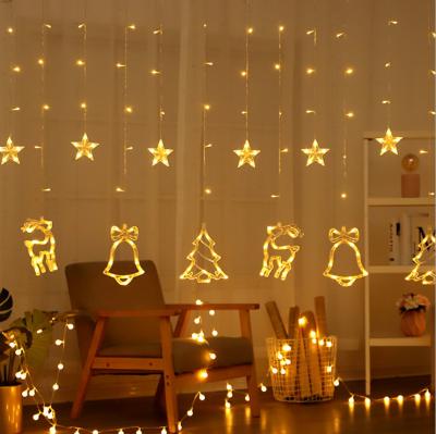 China Moon and Star String Lights Christmas Window Curtain Fairy Lights for Bedroom, Wedding, Party, Christmas Decorations for sale