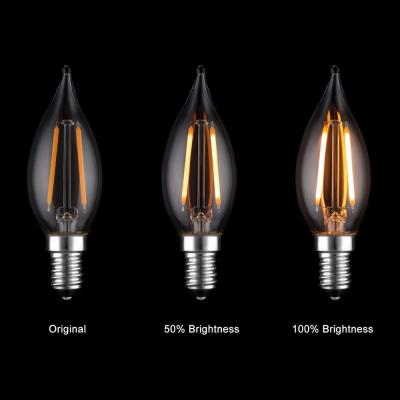 China 2019 Dimmable Dimmable Filament Clear 60 Watt LED Light Bulbs E12 Base C37 LED Filament Candle Bulbs Candelabra LED Bulbs for sale