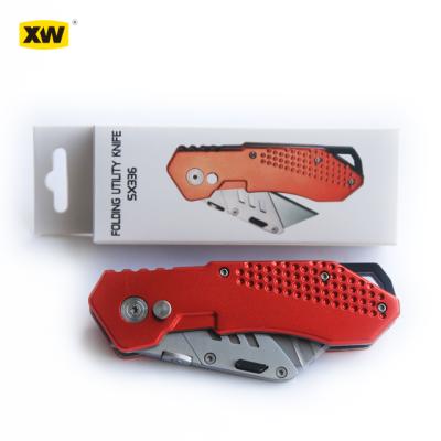 China Fast-Change Blade Cutter Aluminum Handle Folding Lockback Knife for sale