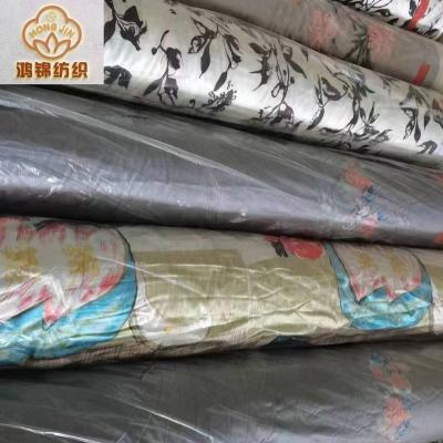 China Good quality organic wholesale cheap price polyester spandex satin print stock fabric for sale