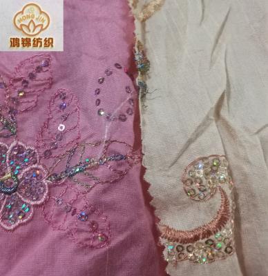 China New Arrival Cotton Organic Stock Sequin Embroidery High Quality 100% Stock Fabric for sale