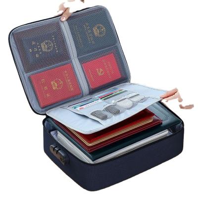 China New Multifunctional Large Capacity Stored Storage Bag With Lock Family Document Passport Card Bag Multilayer Storage Box for sale