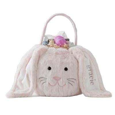 China Wholesale Custom Plush Bunny Gift Bags Easter Furry Fasion Baskets Fuzzy Long Ears Easter Bucket for sale