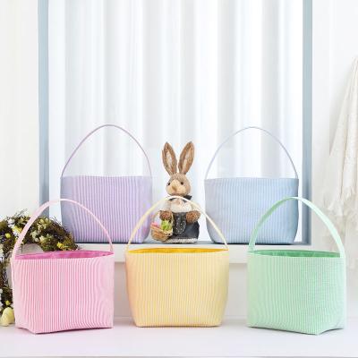 China Fasion Bunny Bucket Canvas Easter Basket Empty Easter Classic Personalized Customized Basket Bunny Sublimation Polyester For Kids for sale