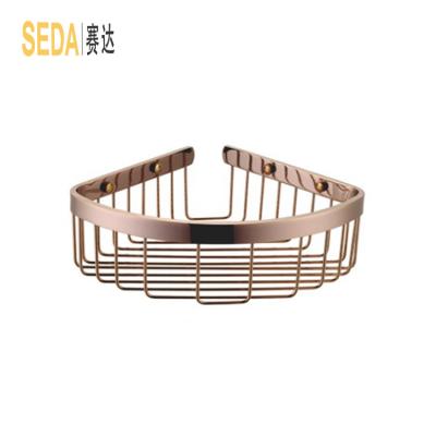 China bathroom/kitchen/hotel stainless steel shower caddy conner bathroom shelf with rose gold plated for sale