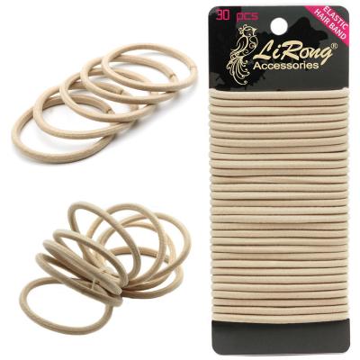 China Women's Hair Decoration Lirong 30pcs Hyper Elastic Hair Ties Ponytail Holders Beige 4mm x 6.5