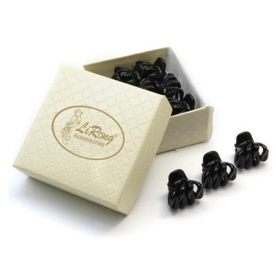 China Hair Accessories Small Mini Hair Claw Clips Plastic 2Cm Lirong 12Pcs Hair Accessories (Black) With Gift Box For Girls for sale