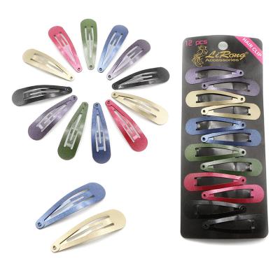 China Girl Hair Decoration Lirong Snap Hair Clips Base Accessories 12pcs (Six Multicolor Mixed Metal Handles 5cm/2in Hair Each For 2PCS) for sale