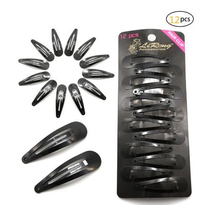 China Hair Accessories Lirong Snap Hair Clips Metal Grips 5cm/2in Hair Base Accessories (Solid Black) for sale