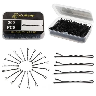 China Ladies Hair Decoration Lirong 200PCS Metal Bobby Pins Black Hair Clips Grabs With Box For Hair Salon (Black/Box) for sale