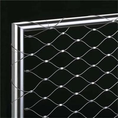 China 304 Stainless Steel Cable Mesh Inter Woven Mesh Diamond Wire Rope Mesh For Patio for sale