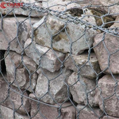 China Zwaar zink + PVC bedekt gegalvaniseerd draadnet Steen Muur Gabion Basket 3 * 1 * 1 meter Te koop