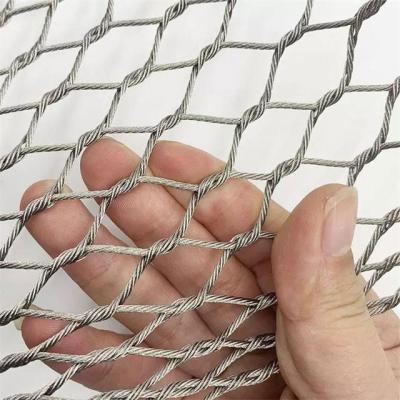 China Stainless Steel Knotted Outdoor Aviary Netting Poultry Netting Zoo Animal Rope Mesh for sale