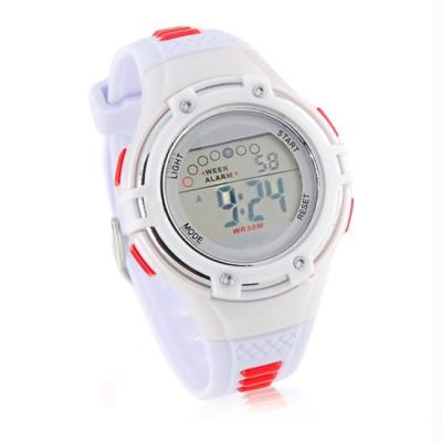 China Waterproof Round Alarm Dial Digital Sport Watch With Plastic Strap for sale