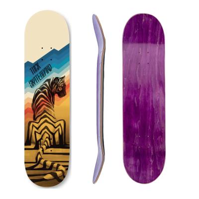 China Firm& Custom 7ply 100% Maple Elastic Canadian Pro Shaped Skateboard Deck With Graphic Printing for sale