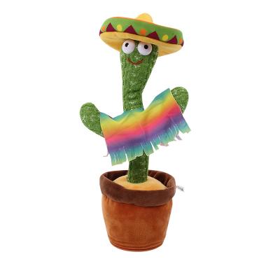 China Modern Wiggle Funny Cactus Electronic Toy Cute Stuffed Dancing Singing Flowerpot Shaking Cactus Plush Talking Toy With Hat for sale