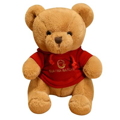 China Custom Logo Teddy Bear Plush Toy Gift 25cm 35cm 45cm Brown Cute Plush Toy Teddy Bear Family Ornaments Toy With Clothing for sale