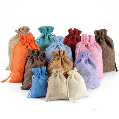 China Jewelry Packaging Charms Ring Coin Candy Gift Bag Jewelry Storage Bags etc. Hessian Drawstring Earrings Color-blocking Cute Burlap Small Bag Different Sizes Bag for sale