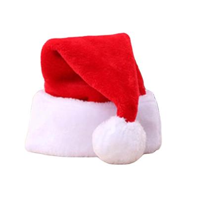 China Plush Velvet Holiday Hat Red Non-Woven Christmas Hat Unisex Adult Traditional Christmas Hat and White Christmas Hat for sale